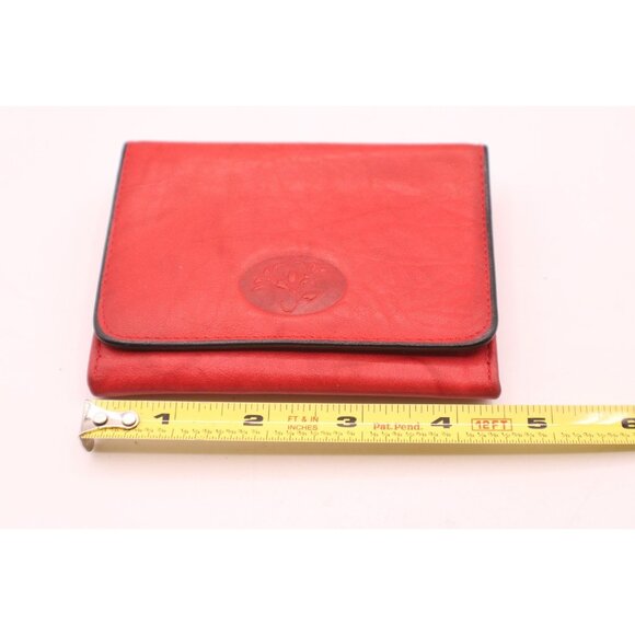 Buxton Red Leather Top Grain Cowhide Folding Wallet Coin Purse w/Keychain Vtg - Picture 12 of 12